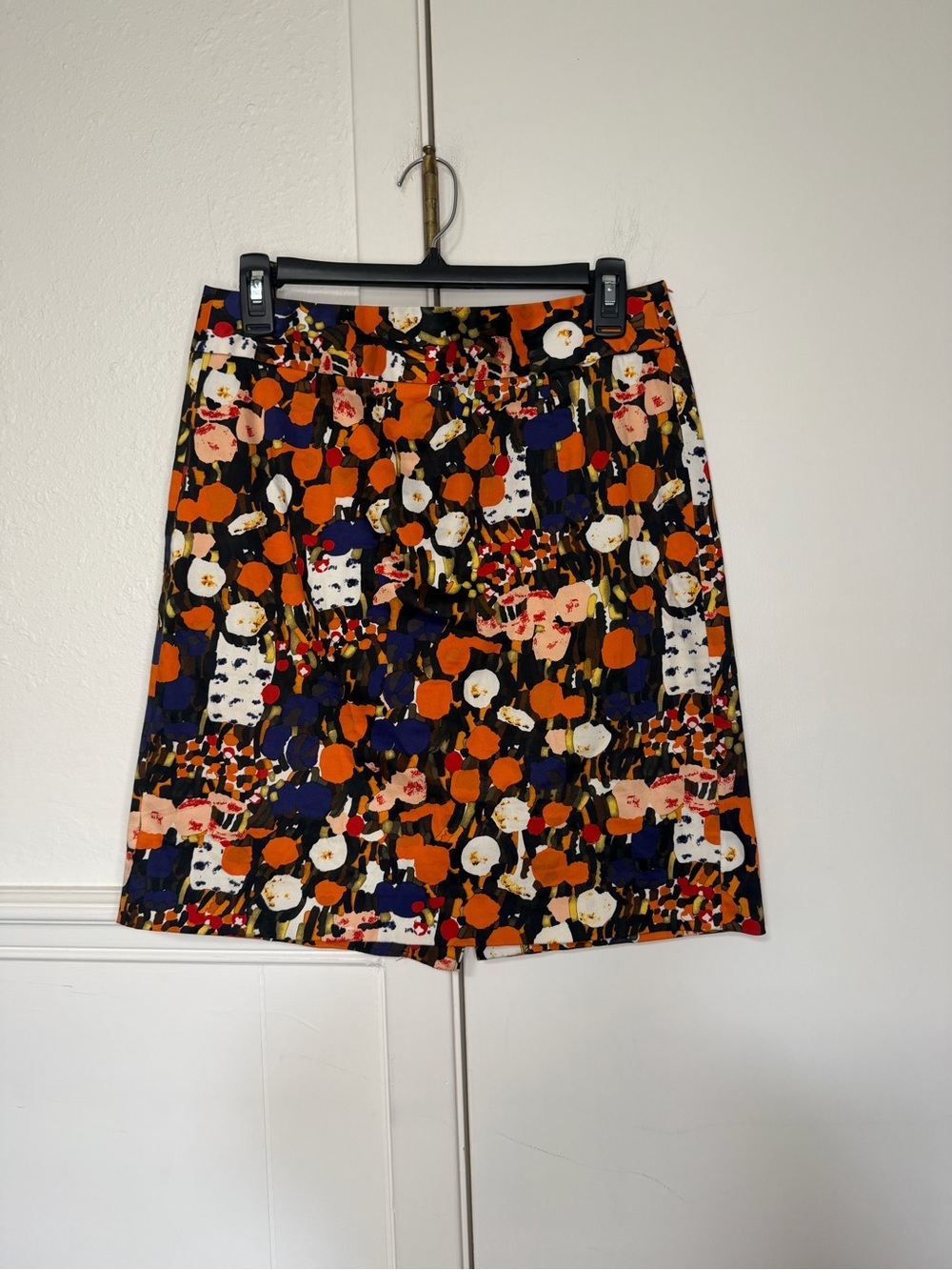 J. Crew Abstract Paisley Floral Mini Skirt in Black, Orange, Navy & Cream size 8